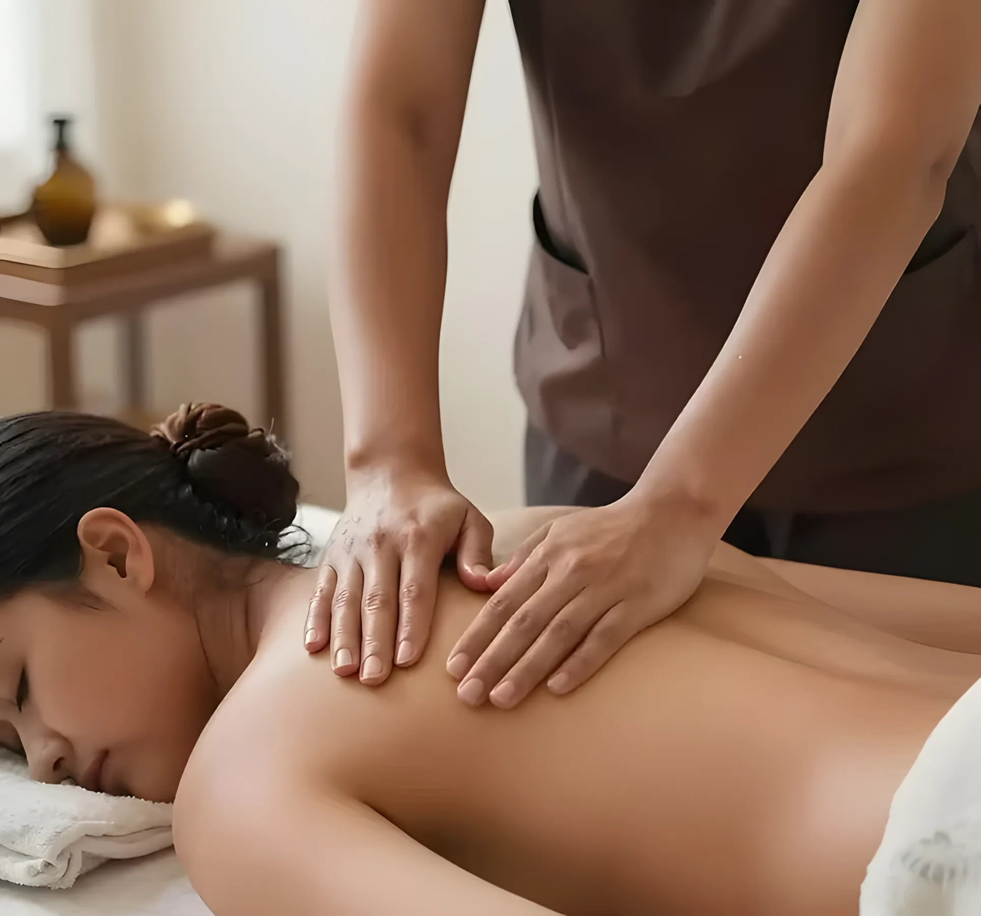 Guest receiving a back massage